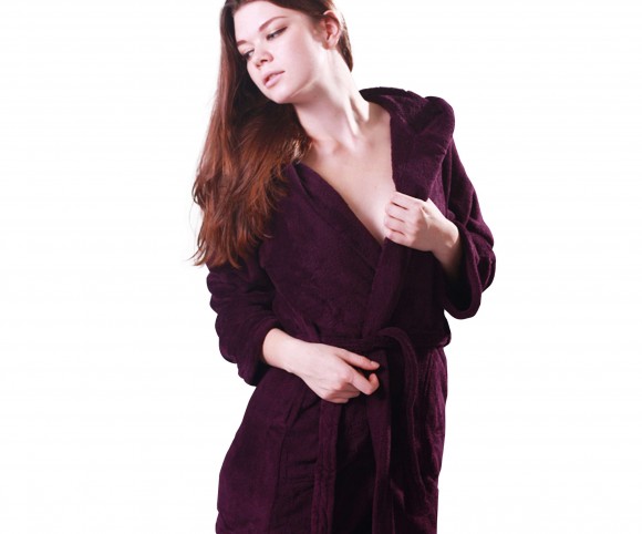 Microfiber bathrobe in solid color